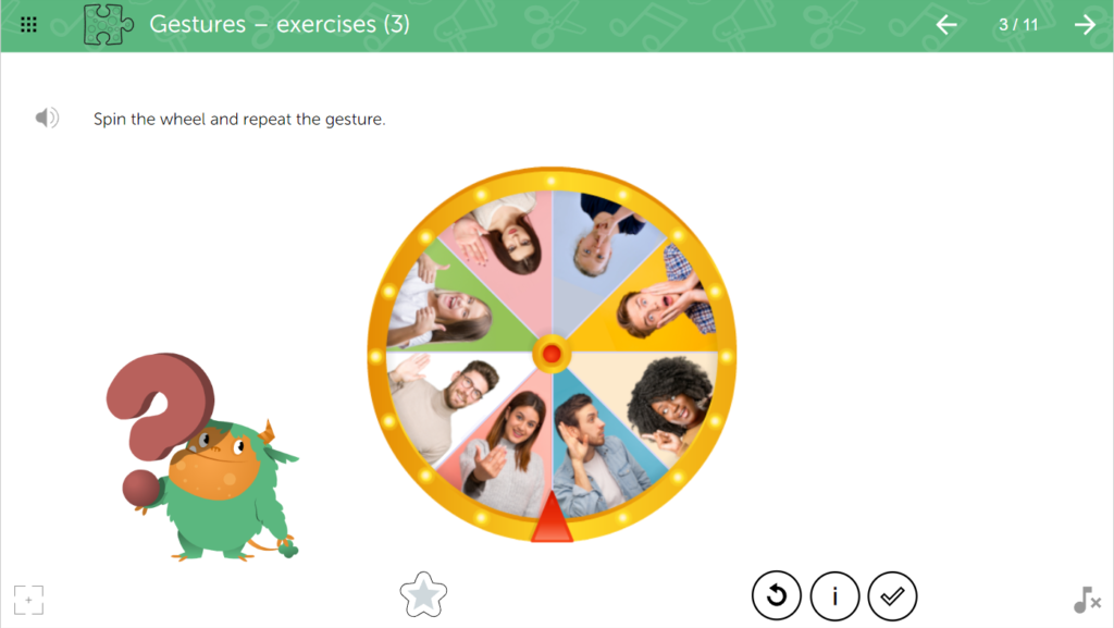 Screenshot from Message and Communication – Gestures - exercises (3) Activity