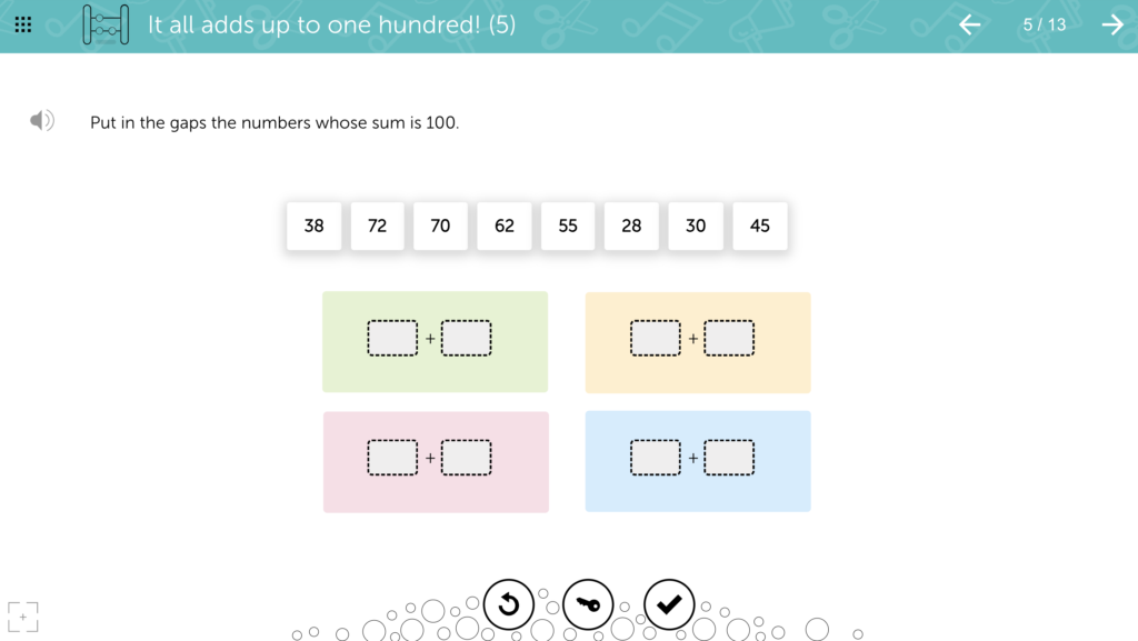 Screenshot example of dyscalculia activity by Learnigo