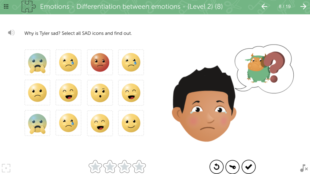 Screenshot example of speech in the social context activity by Learnigo