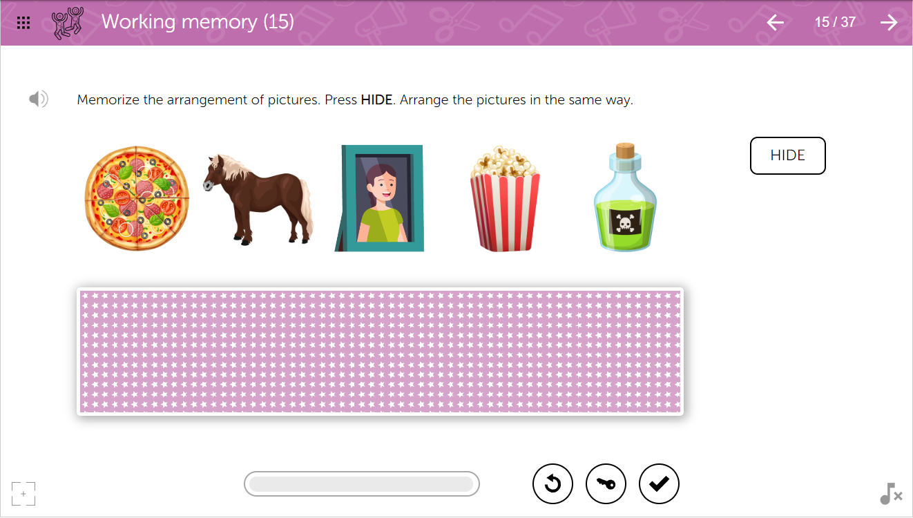 Example of Learnigo's ADHD Activity for Working Memory